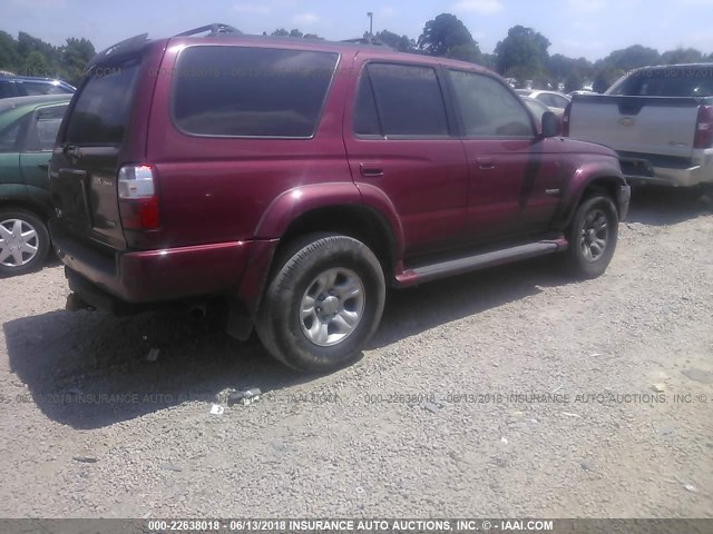 JT3HN86R820387591 - 2002 TOYOTA 4RUNNER SR5 MAROON photo 4