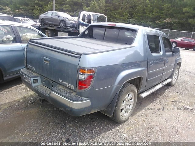 2HJYK16498H531892 - 2008 HONDA RIDGELINE RTS BLUE photo 4