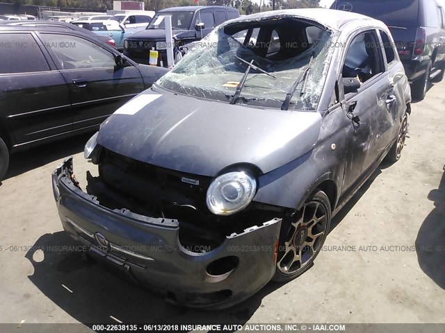 3C3CFFBR1CT272093 - 2012 FIAT 500 SPORT GRAY photo 2