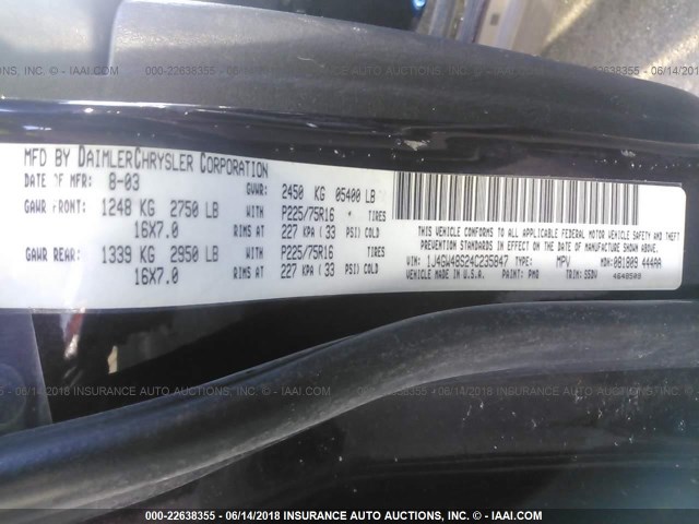 1J4GW48S24C235847 - 2004 JEEP GRAND CHEROKEE LAREDO/COLUMBIA/FREEDOM 栗色 照片 9