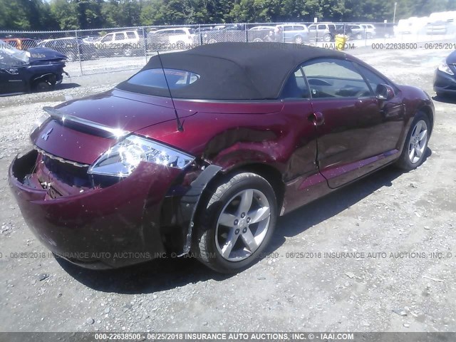 4A3AL25F87E049610 - 2007 MITSUBISHI ECLIPSE SPYDER GS RED photo 4