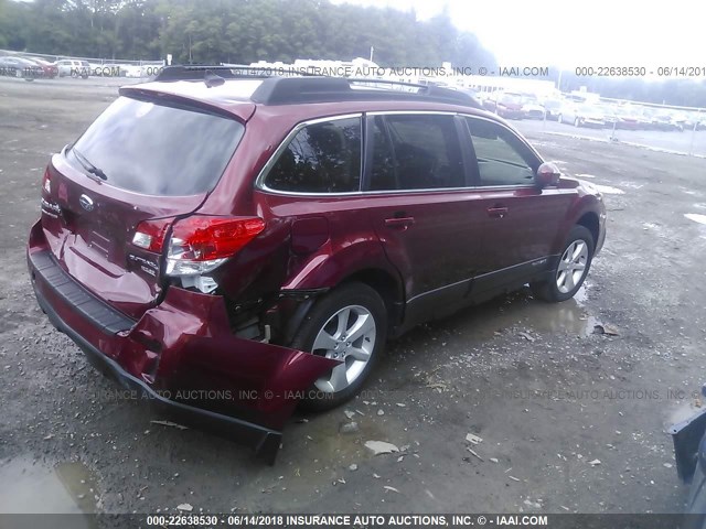 4S4BRBCC3E3305364 - 2014 SUBARU OUTBACK 2.5I PREMIUM RED photo 4