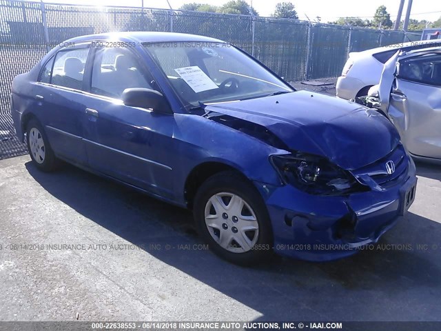 1HGES16374L025698 - 2004 HONDA CIVIC DX VP BLUE photo 1