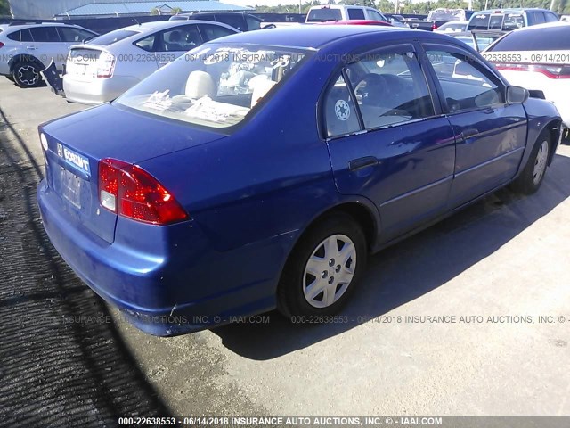 1HGES16374L025698 - 2004 HONDA CIVIC DX VP 蓝色 照片 4