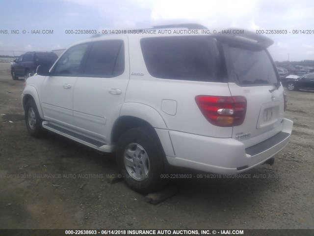 5TDZT38A01S041384 - 2001 TOYOTA SEQUOIA LIMITED WHITE photo 3