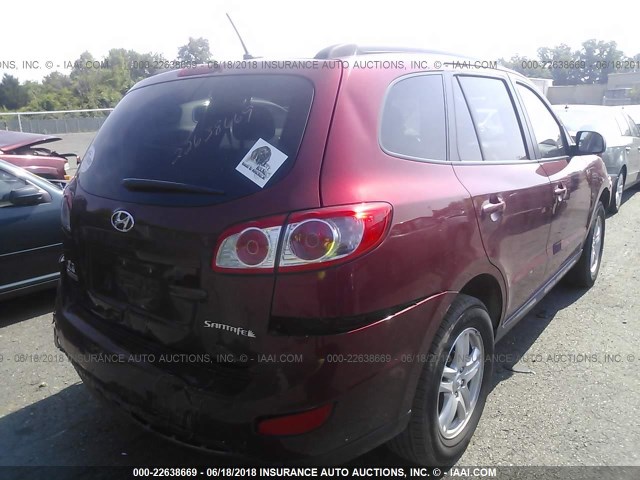 5NMSG3AB1AH391246 - 2010 HYUNDAI SANTA FE GLS RED photo 4