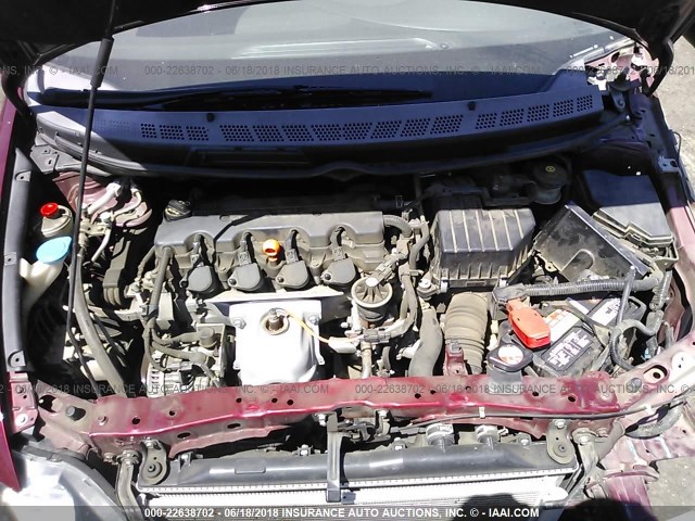 19XFA16989E002635 - 2009 HONDA CIVIC EXL წითელი ფოტო 10