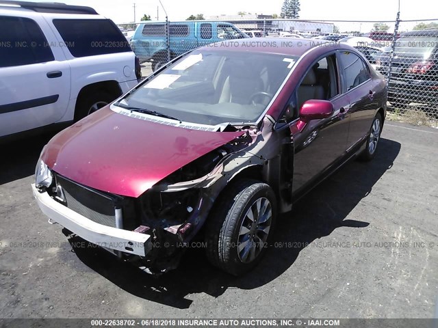 19XFA16989E002635 - 2009 HONDA CIVIC EXL წითელი ფოტო 2