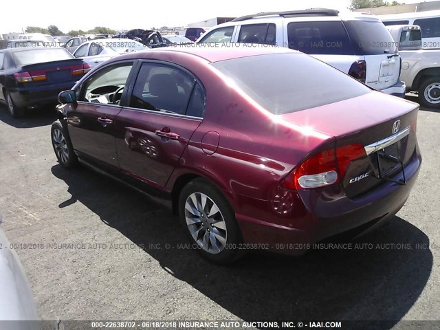 19XFA16989E002635 - 2009 HONDA CIVIC EXL წითელი ფოტო 3