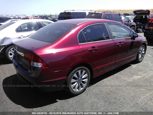 19XFA16989E002635 - 2009 HONDA CIVIC EXL წითელი ფოტო 4