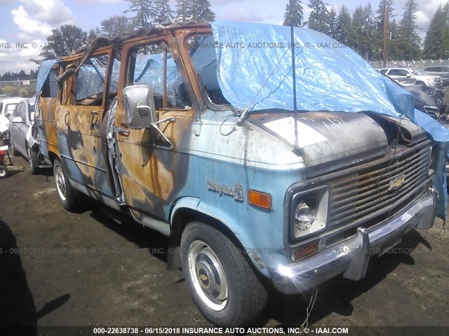 0000CGL357U138129 - 1977 CHEVY VAN  BLUE photo 1