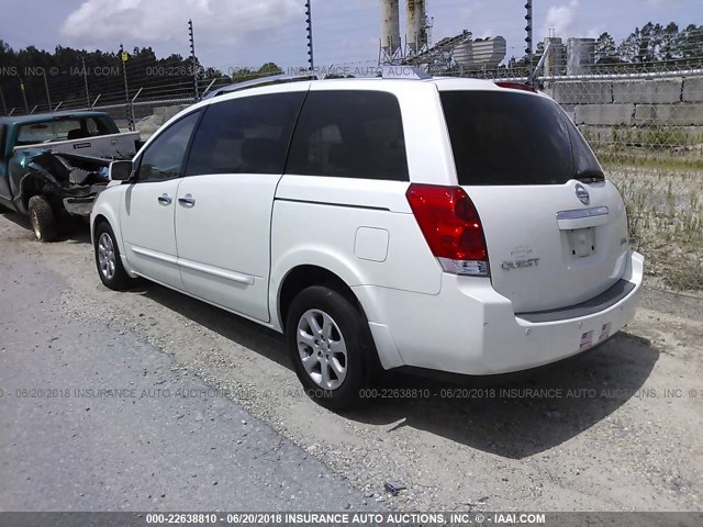 5N1BV28U28N110930 - 2008 NISSAN QUEST S/SE/SL WHITE photo 3