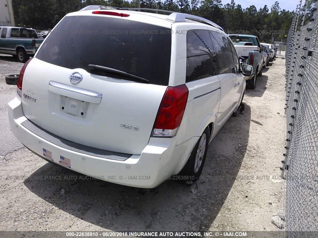 5N1BV28U28N110930 - 2008 NISSAN QUEST S/SE/SL WHITE photo 4