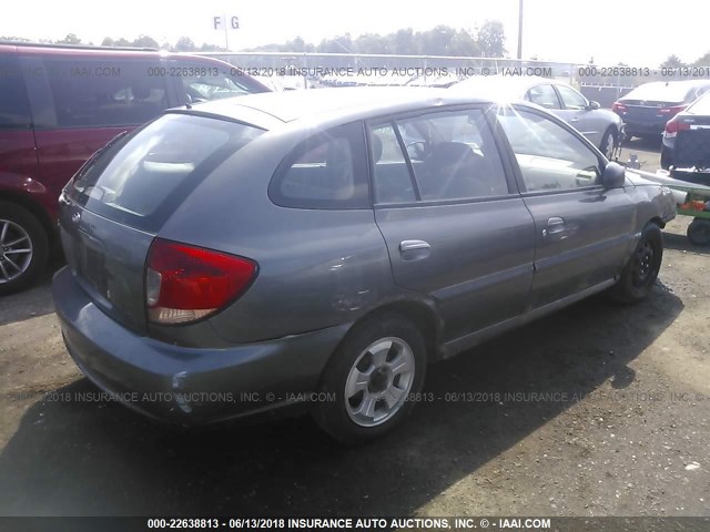 KNADC165446196266 - 2004 KIA RIO CINCO GRAY photo 4