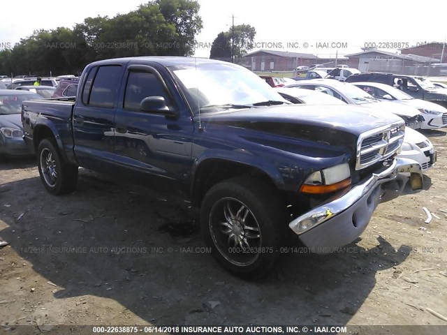 1D7HG48K94S600995 - 2004 DODGE DAKOTA QUAD SLT BLUE photo 1