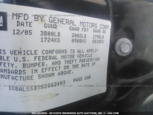 1G8AL55BX6Z163403 - 2006 SATURN ION LEVEL 3 BLUE photo 9