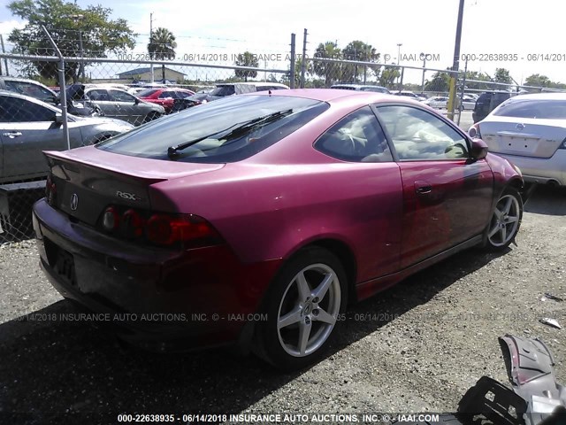 JH4DC53055S015637 - 2005 ACURA RSX TYPE-S RED photo 4