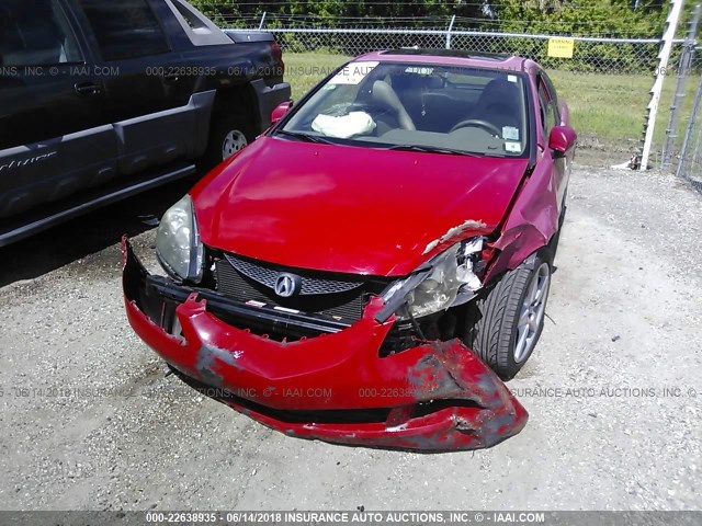 JH4DC53055S015637 - 2005 ACURA RSX TYPE-S RED photo 6