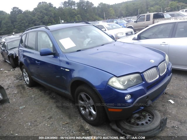 WBXPC93447WF00877 - 2007 BMW X3 3.0SI BLUE photo 1