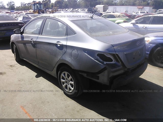 KMHCT4AE3EU601663 - 2014 HYUNDAI ACCENT GLS/GS GRAY photo 3