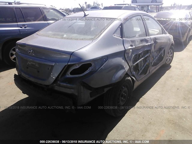 KMHCT4AE3EU601663 - 2014 HYUNDAI ACCENT GLS/GS GRAY photo 4