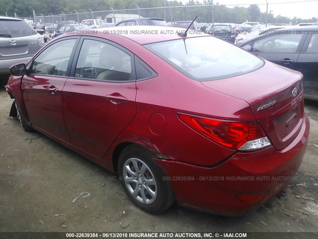 KMHCT4AE3EU739333 - 2014 HYUNDAI ACCENT GLS/GS RED photo 3