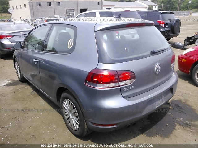 WVWAB7AJ2CW096536 - 2012 VOLKSWAGEN GOLF GRAY photo 3
