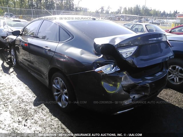 1C3CCCBG2FN516053 - 2015 CHRYSLER 200 S GRAY photo 3