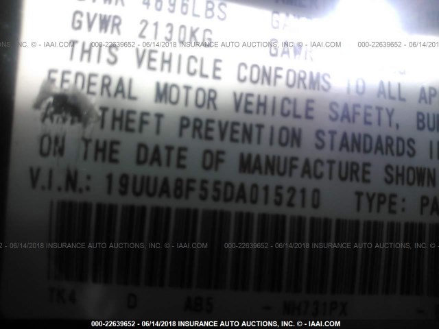 19UUA8F55DA015210 - 2013 ACURA TL TECH BLACK photo 9