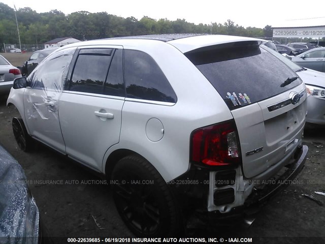 2FMDK3KCXBBB52630 - 2011 FORD EDGE LIMITED WHITE photo 3