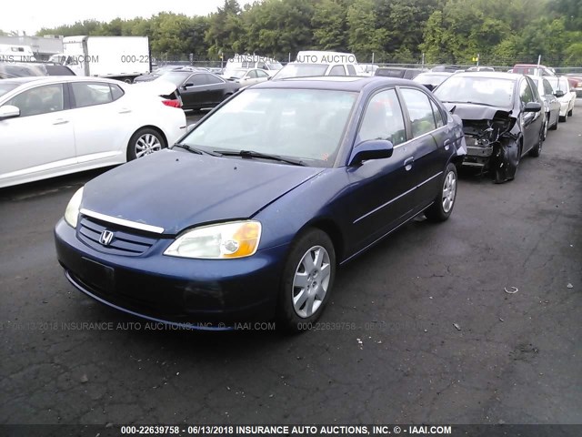 2HGES26752H561939 - 2002 HONDA CIVIC EX BLUE photo 2