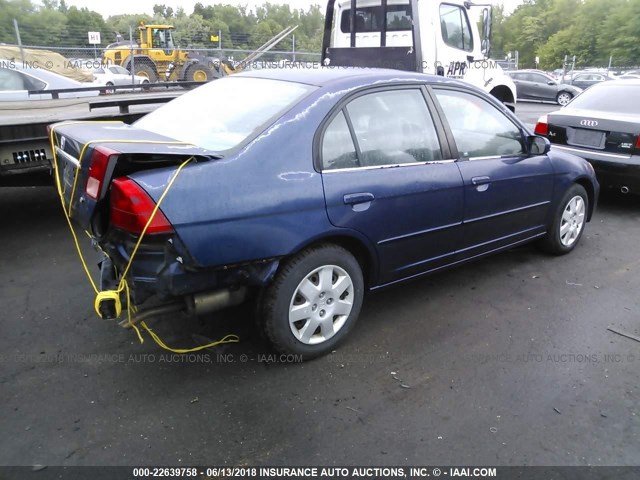 2HGES26752H561939 - 2002 HONDA CIVIC EX BLUE photo 4