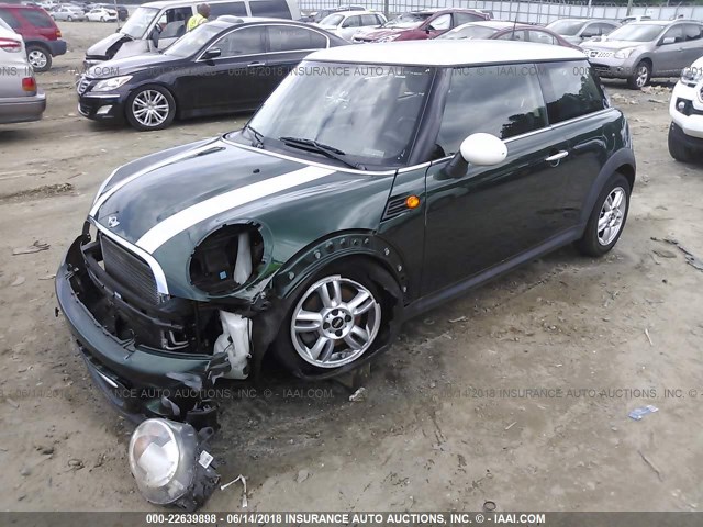 WMWSU3C53CT367951 - 2012 MINI COOPER GREEN photo 2