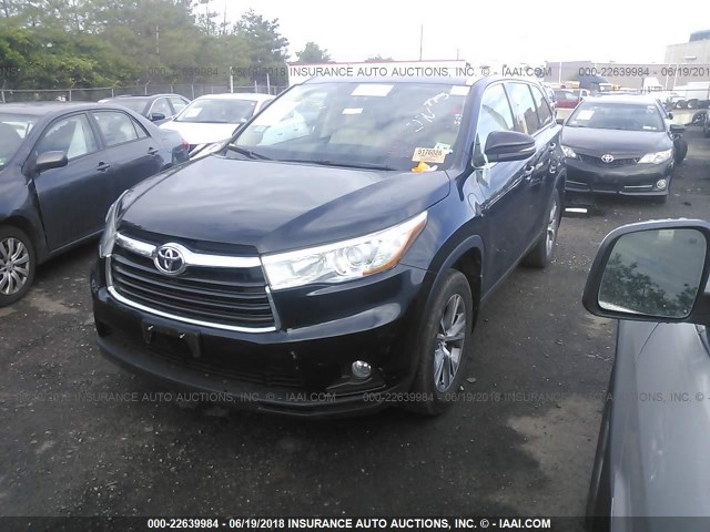 5TDJKRFH8FS165185 - 2015 TOYOTA HIGHLANDER XLE შავი ფოტო 2