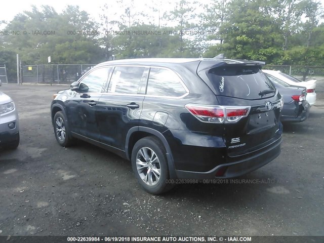 5TDJKRFH8FS165185 - 2015 TOYOTA HIGHLANDER XLE BLACK photo 3