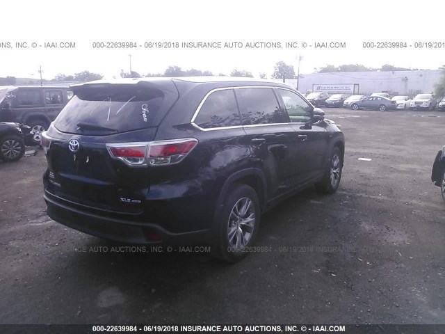 5TDJKRFH8FS165185 - 2015 TOYOTA HIGHLANDER XLE შავი ფოტო 4