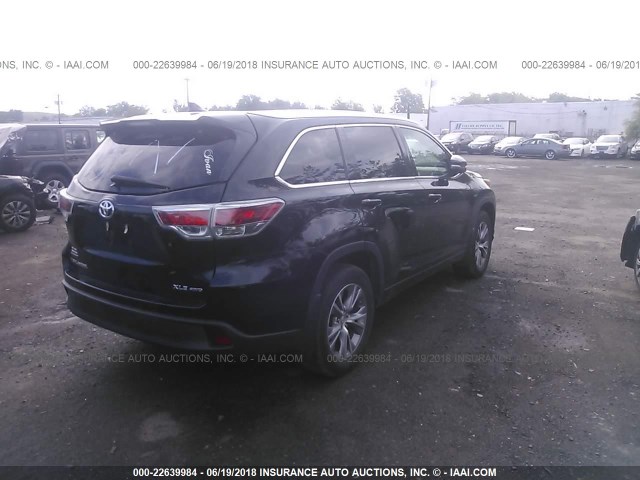 5TDJKRFH8FS165185 - 2015 TOYOTA HIGHLANDER XLE BLACK photo 4