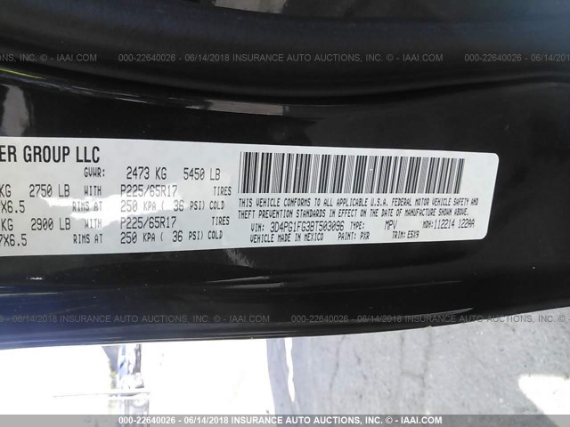 3D4PG1FG3BT503096 - 2011 DODGE JOURNEY MAINSTREET BLACK photo 9