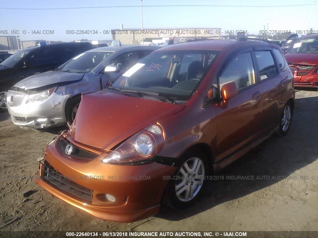 JHMGD38687S017591 - 2007 HONDA FIT S ORANGE photo 2