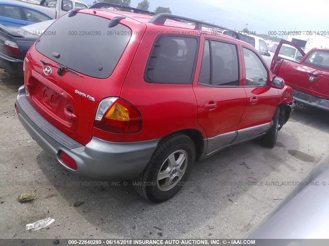 KM8SB12B93U458135 - 2003 HYUNDAI SANTA FE GL RED photo 4