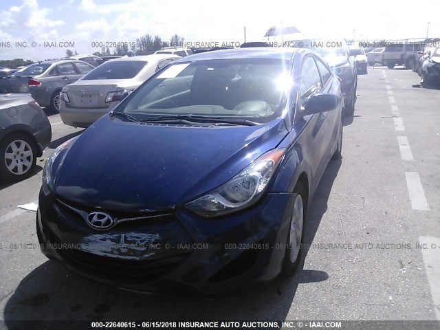 KMHDH6AE1DU002342 - 2013 HYUNDAI ELANTRA COUPE GS/SE BLUE photo 6