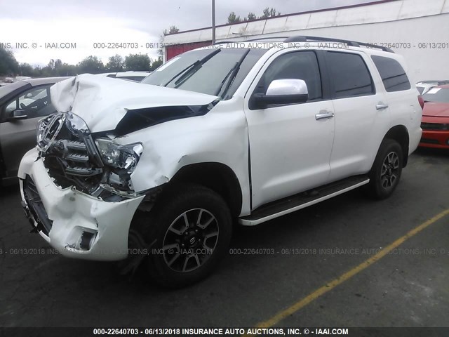 5TDDY5G15FS115835 - 2015 TOYOTA SEQUOIA PLATINUM WHITE photo 2