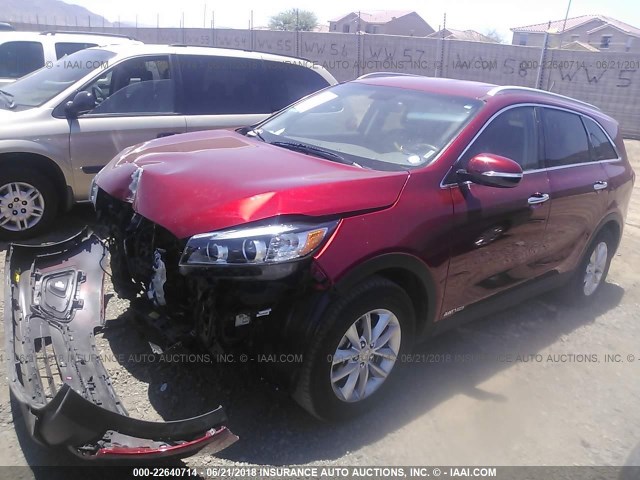 5XYPGDA51GG134693 - 2016 KIA SORENTO LX/L RED photo 2