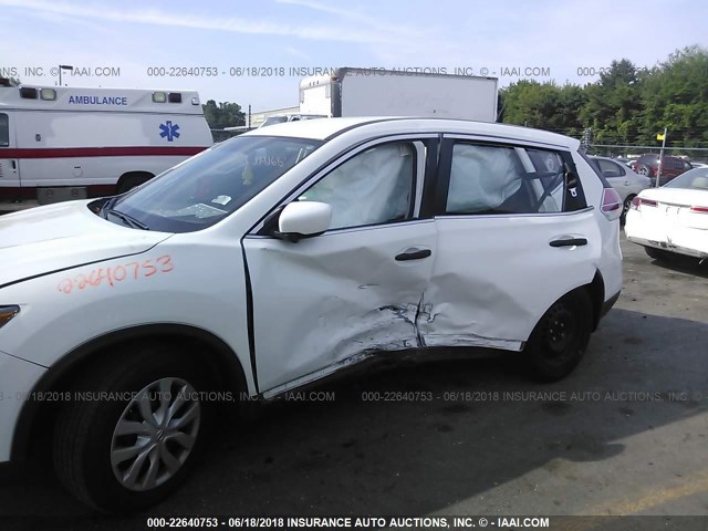 KNMAT2MV6GP652507 - 2016 NISSAN ROGUE S/SL/SV WHITE photo 6