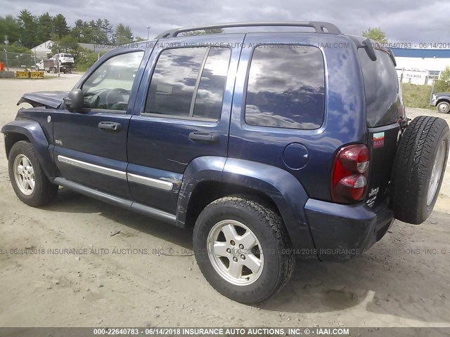 1J4GL48KX6W248758 - 2006 JEEP LIBERTY SPORT BLUE photo 3