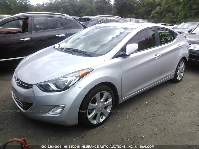 KMHDH4AE5DU634975 - 2013 HYUNDAI ELANTRA GLS/LIMITED SILVER photo 2