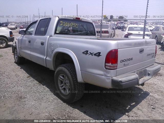 1D7HG38XX3S226949 - 2003 DODGE DAKOTA QUAD SPORT SILVER photo 3