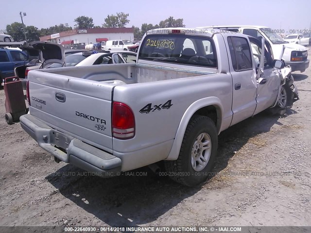 1D7HG38XX3S226949 - 2003 DODGE DAKOTA QUAD SPORT SILVER photo 4