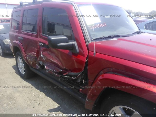 1J8HG48N86C235283 - 2006 JEEP COMMANDER წითელი ფოტო 6