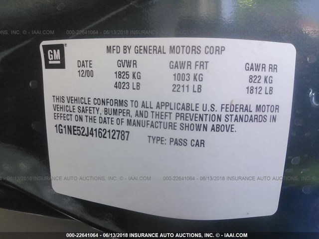 1G1NE52J416212787 - 2001 CHEVROLET MALIBU LS 绿色 照片 9